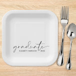 Chic Script Graduation Party Paper Plate<br><div class="desc">Chic graduation party paper plates featuring "graduate" in a modern script and the grad's name and class year in simple typography.</div>