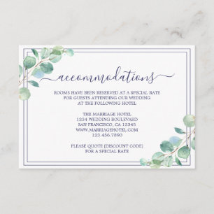 Chic Script Green Foliage Wedding Information Enclosure Card