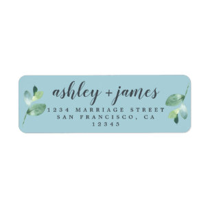 Chic Script Green Foliage Wedding Return Address L Label