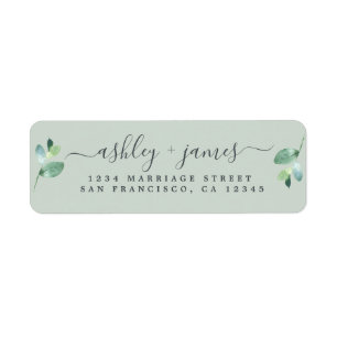 Chic Script Green Foliage Wedding Return Address L Return Address Label