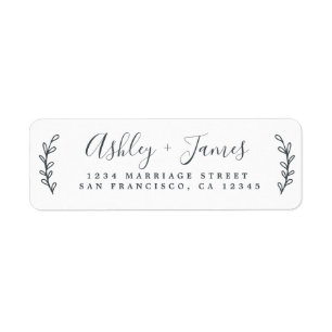 Chic Script Green Foliage Wedding Return Address Label
