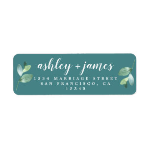Chic Script Green Foliage Wedding Return Address Return Address Label
