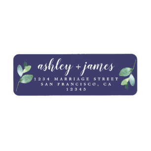 Chic Script Green Foliage Wedding Return Address Return Address Label