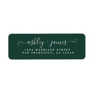 Chic Script Green Wedding Return Address Label