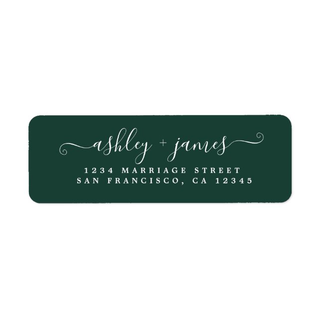 Chic Script Green Wedding Return Address Label (Front)