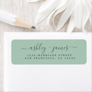 Chic Script Green Wedding Return Address Return Address Label