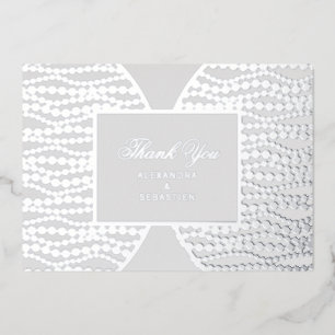 Chic Script Grey Pearl Silver Foil Thank You Card