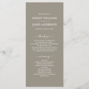 Chic Script Grey Simple Minimal Wedding Program