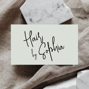 Chic Script Hair Stylist Sage Green Business Card