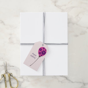 Chic Script Happy Birthday! Pink Balloon Gift Tags