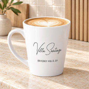 Chic Script Home Residence Name Latte Mug
