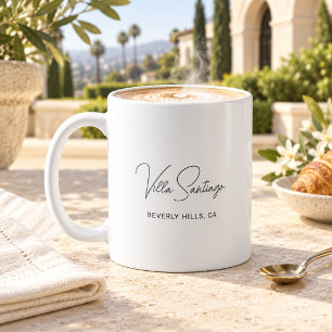 Chic Script Home Residence Name Monogram Coffee Mug