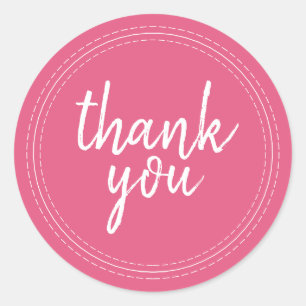 Chic Script Hot Pink Thank You Gift Label