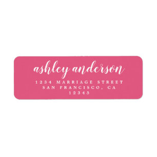 Chic Script Hot Pink Wedding Return Address Label
