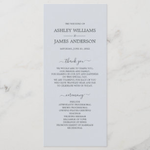Chic Script Ice Blue Simple Minimal Wedding Program