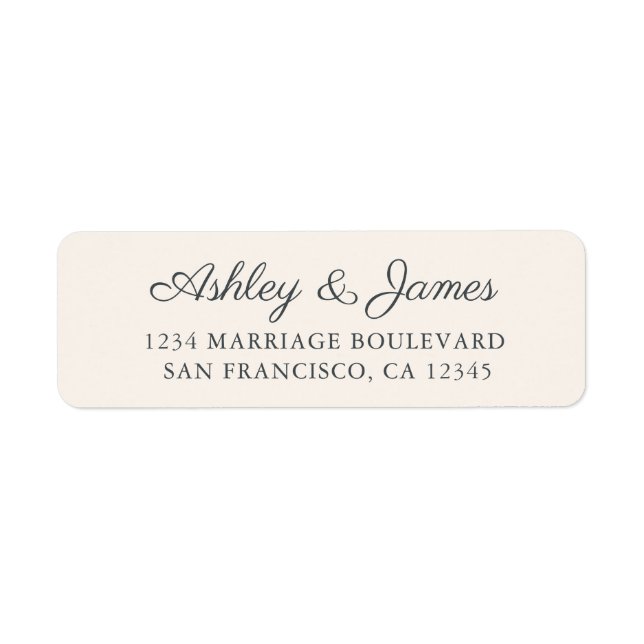 Chic Script Ivory Wedding Return Address Label (Front)