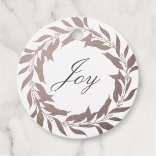 Chic Script Joy Purple Foil Wreath Christmas Class Favour Tags
