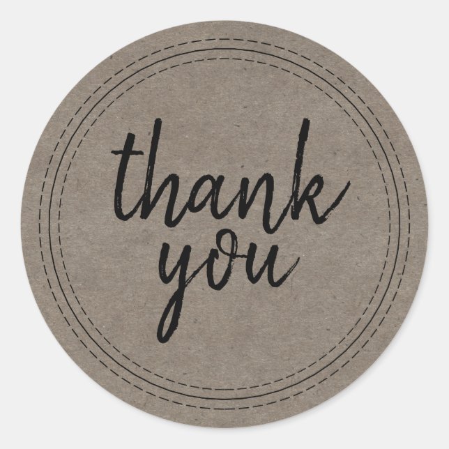 Chic Script Kraft Paper Thank You Gift Label (Front)