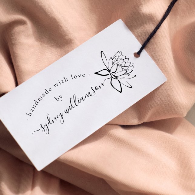 Chic Script Lotus Flower Custom Handmade With Love Rubber Stamp (Creator Uploaded)