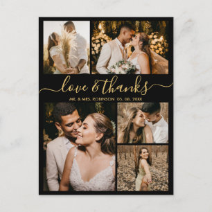 Chic Script Love and Thanks Wedding Thank You  Postcard