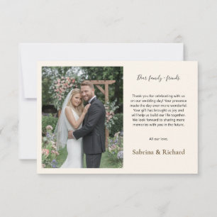 Chic Script Love Brown And Cream Floral Wedding Thank You Card