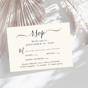 Chic Script Menu Choice Cream Wedding RSVP