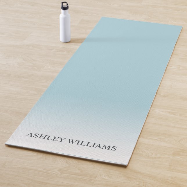 Chic Script Monogram Blue Glow Ombre Yoga Mat (In Situ)