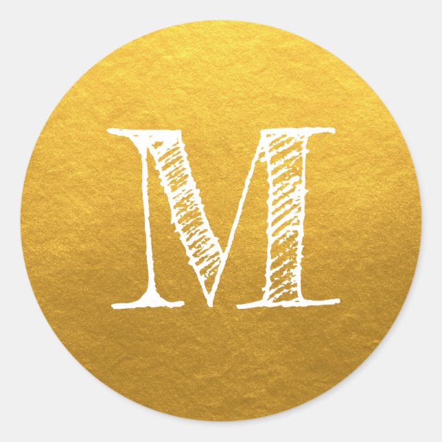 Chic Script Monogram Initial Gold Label (Front)