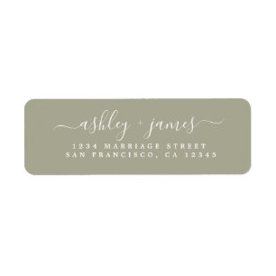 Chic Script Moss Grey Wedding Return Address Label