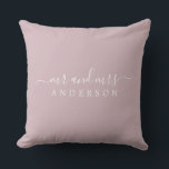 Chic Script Mr Mrs Pastel Purple Newlywed Monogram Cushion<br><div class="desc">Chic, modern monogrammed pastel purple pillow with the text Mr and Mrs in white elegant script. Simply add your married name. Perfect gift for the newlywed couple. Exclusively designed for you by Happy Dolphin Studio. If you need any help or matching products please contact us at happydolphinstudio@outlook.com. We're happy to...</div>