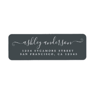 Chic Script Name Off-Black Return Address Label