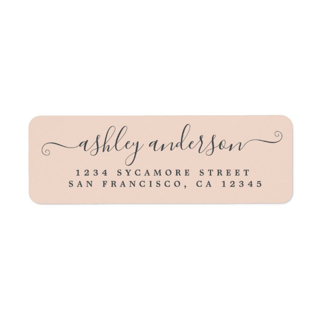 Chic Script Name Pastel Pink Return Address Label (Front)