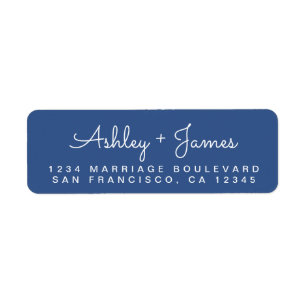 Chic Script Names Classic Blue Return Address Return Address Label