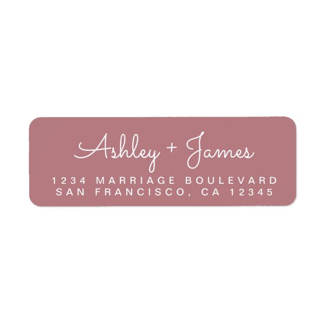 Chic Script Names Dusty Rose Return Address Label (Front)