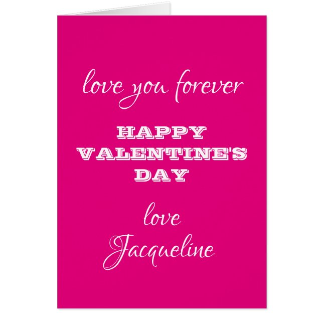 Chic Script Names Hot Pink Valentines Day Card (Front)