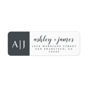 Chic Script Names Monogram Wedding Return Address Label