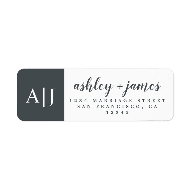 Chic Script Names Monogram Wedding Return Address Label (Front)