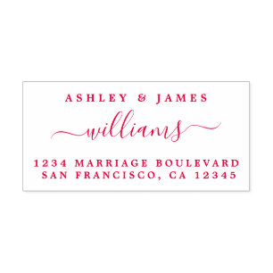 Chic Script Names Newlywed Surname Return Address  Self-inking Stamp