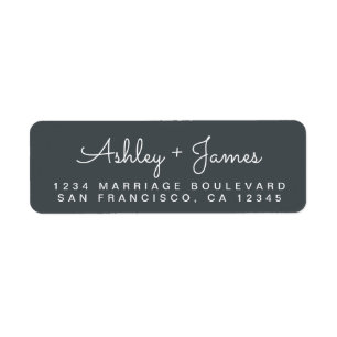 Chic Script Names Off-Black Return Address Label
