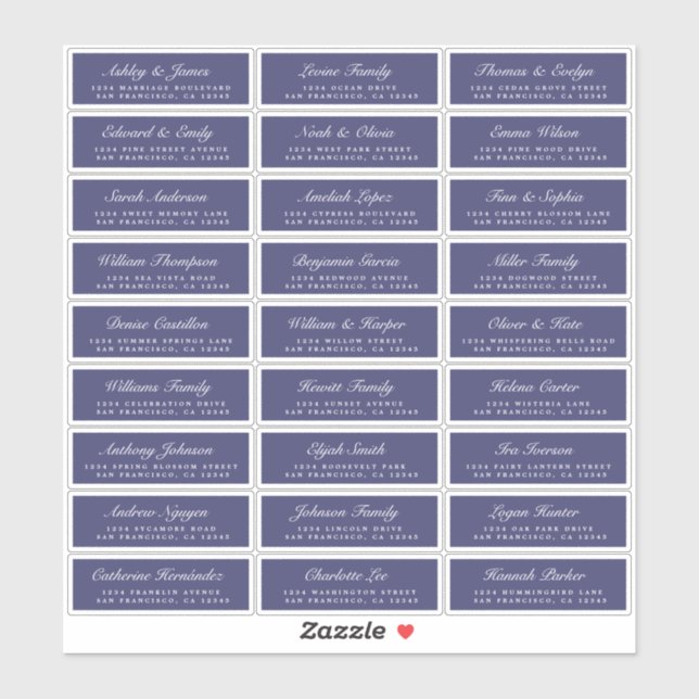 Chic Script Navy Blue Wedding Guest Address Labels (Sheet)