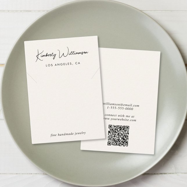 Chic Script Necklace Cream Jewellery Display Card (Empower your name in our signature script as your logo and brand identity)