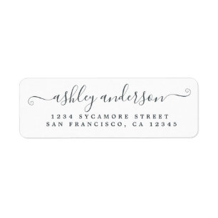Chic Script Off-Black Name Return Address Return Address Label