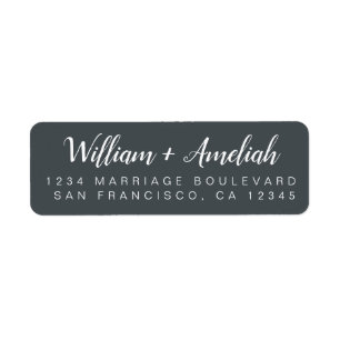 Chic Script Off-Black Wedding Return Address Label