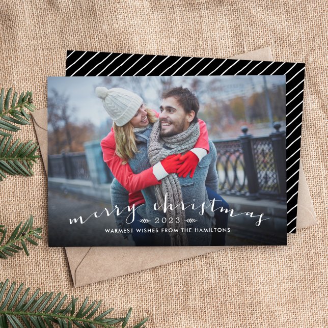 Chic Script Overlay Christmas Photo Card (Creator Uploaded)