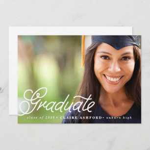Chic Script Overlay Graduation Photo Invitation