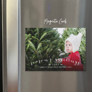 Chic Script Overlay Magnetic Holiday Photo Card