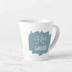 Chic Script Paint Smear Fifty & FABULOUS Birthday Latte Mug
