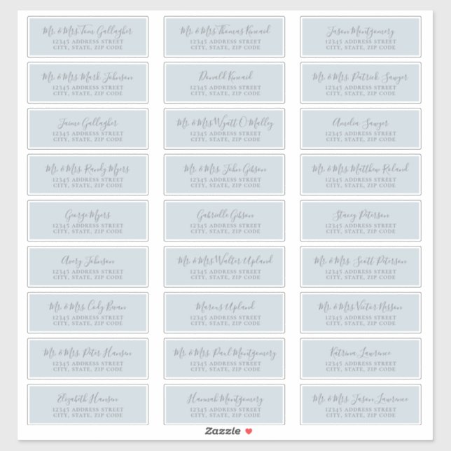 Chic Script Pale Blue Guest Address Labels (Sheet)