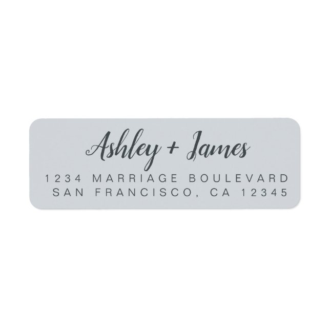 Chic Script Pastel Blue Wedding Return Address Label (Front)