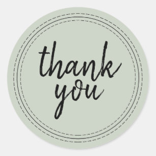 Chic Script Pastel Green Thank You Gift Label